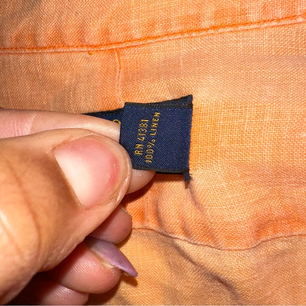 Polo Ralph Lauren unisex Large Peach Linen Button Down Long Sleeve Shirt - Picture 7 of 7